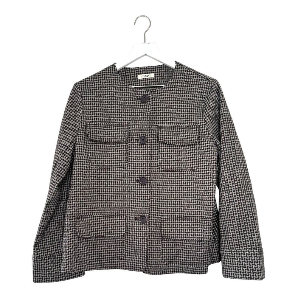 Max Studio London Houndstooth Button Front Jacket Black White Size Small